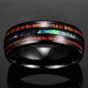 Koa Wood & Opal Black Tungsten Ring