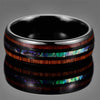 Koa Wood & Opal Black Tungsten Ring